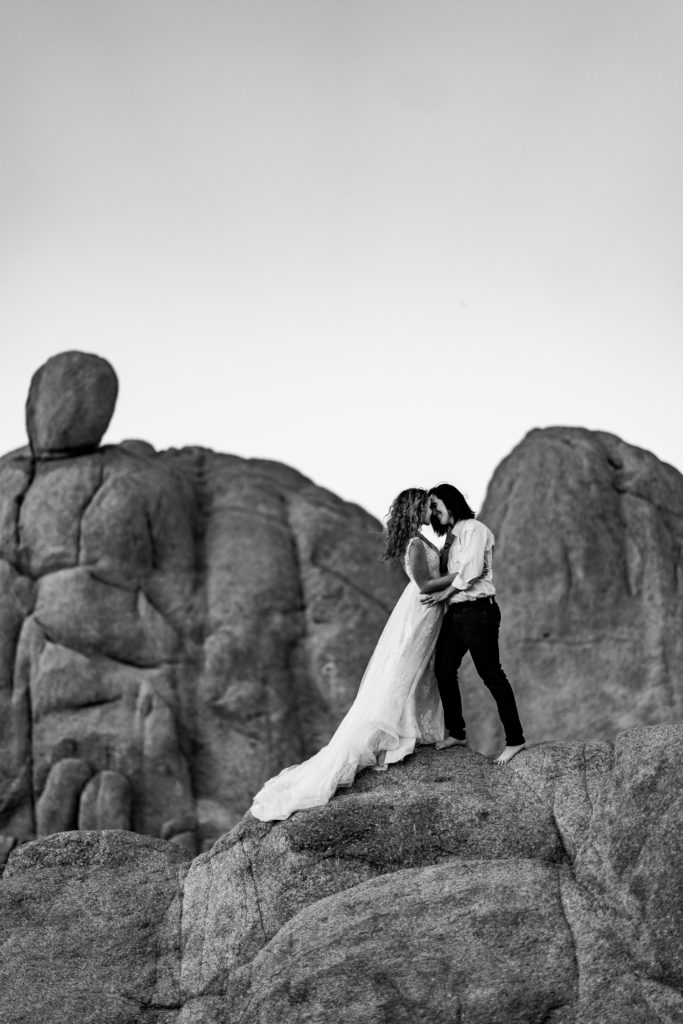 Two women embracing at elopement in Arizona
