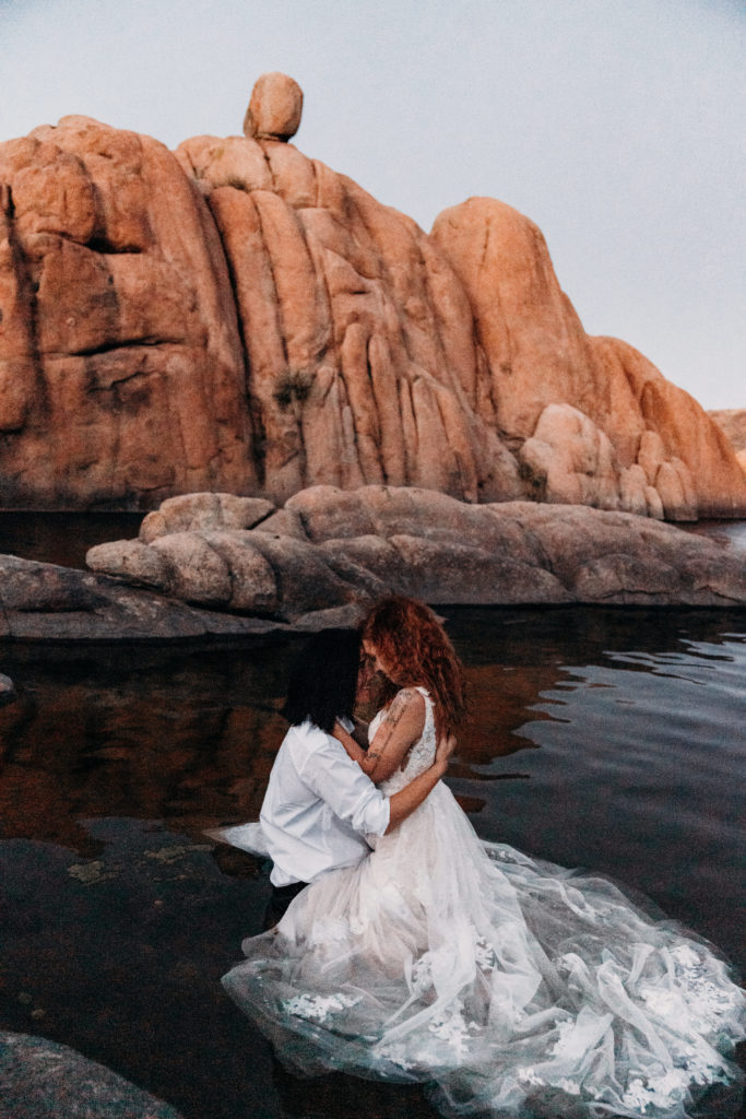 Lesbians eloping in Watson Lake, Prescott, Arizona. AZ wedding photographer