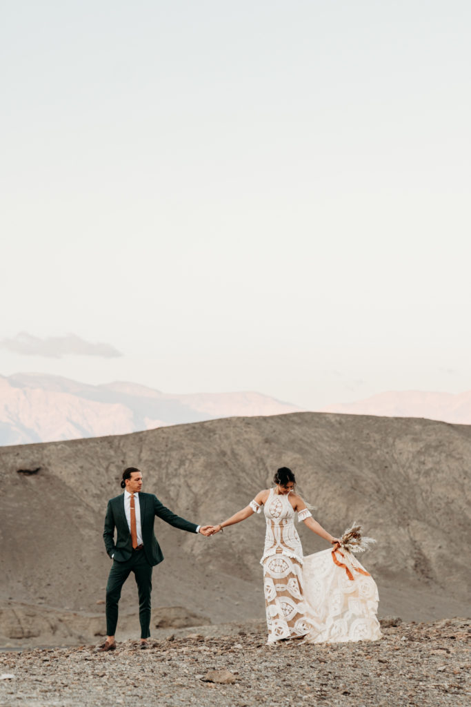 Bride and groom in Death Valley Elopement