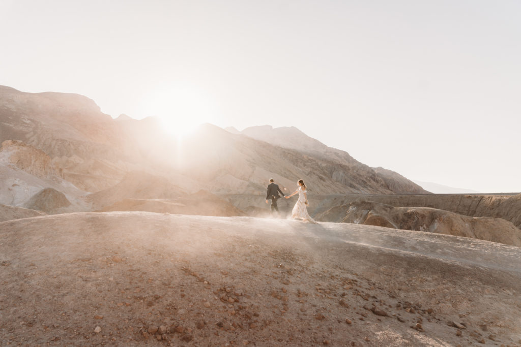 Desert elopement photos at sunset in Death Valley