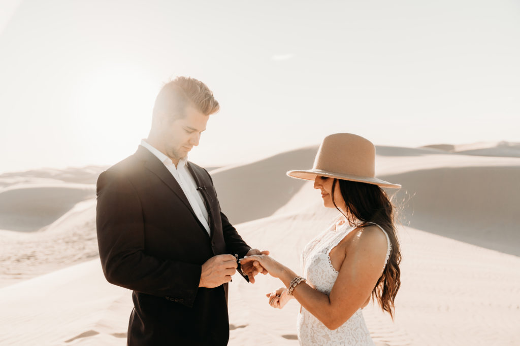 elopement ceremony in the sand dunes