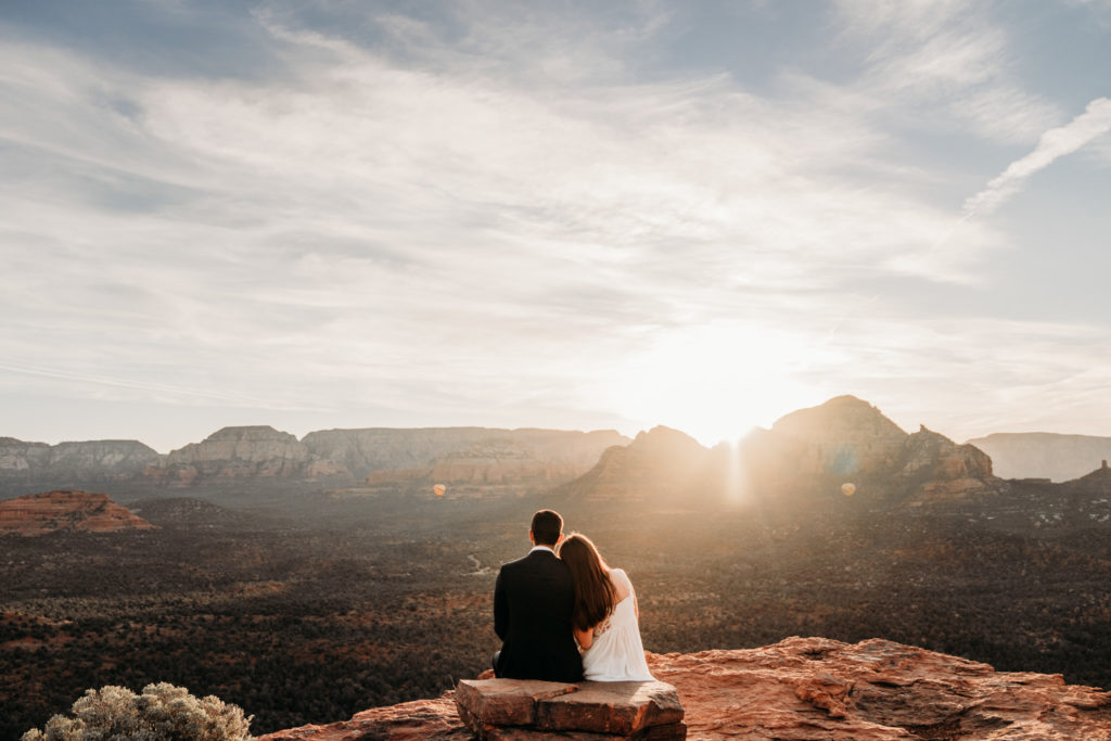 Sedona, Arizona elopement photo at sunrise.