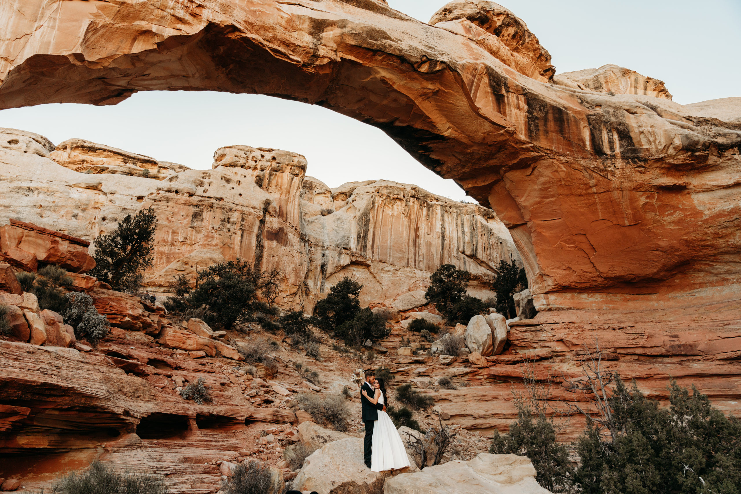 bride and groom at elopement in Capitol Reef