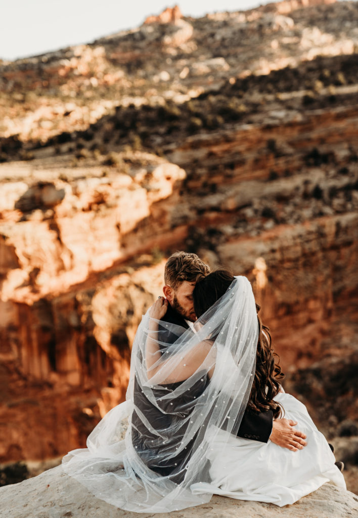 Desert bride and groom in Utah