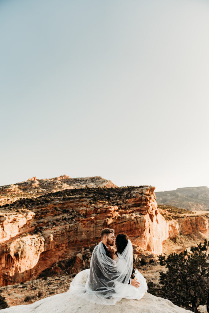 Bride and groom at Capitol Reef wedding