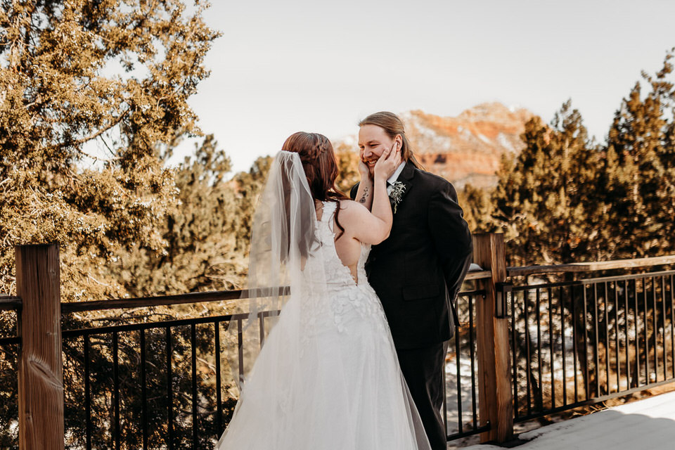 Bride and groom at Zion Elopement