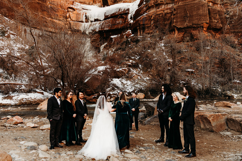 Zion wedding ceremony in Winter