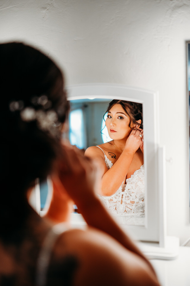 Bride getting ready at Boojum Tree Hidden Gardens