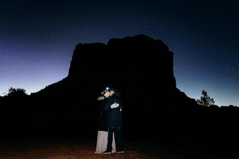 Nighttime hiking elopement in Sedona
