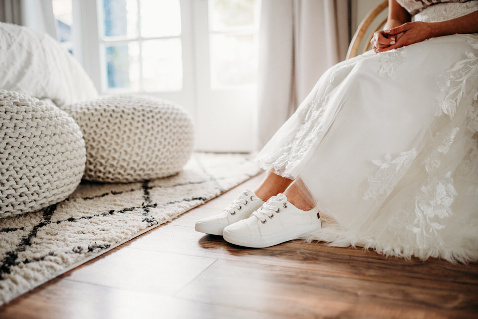 Elopement shoes: sneakers for bride