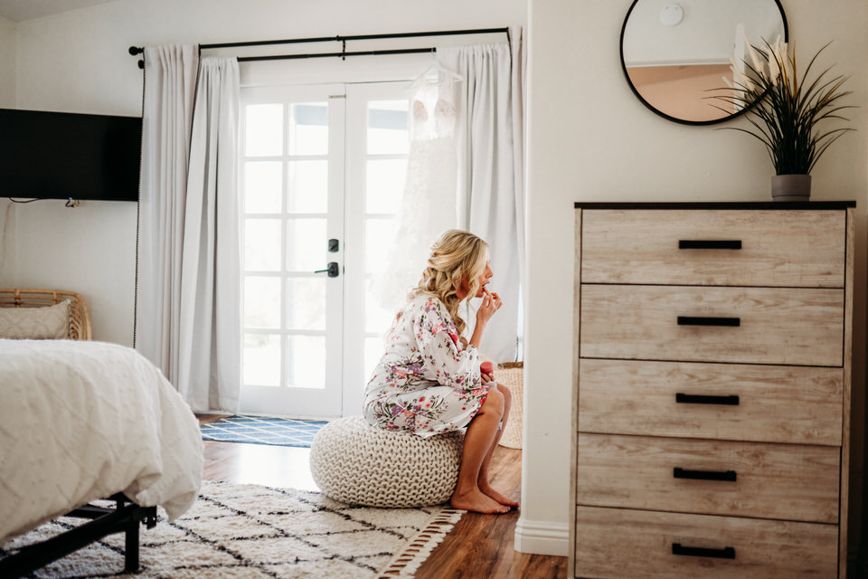 Bride getting ready for elopement