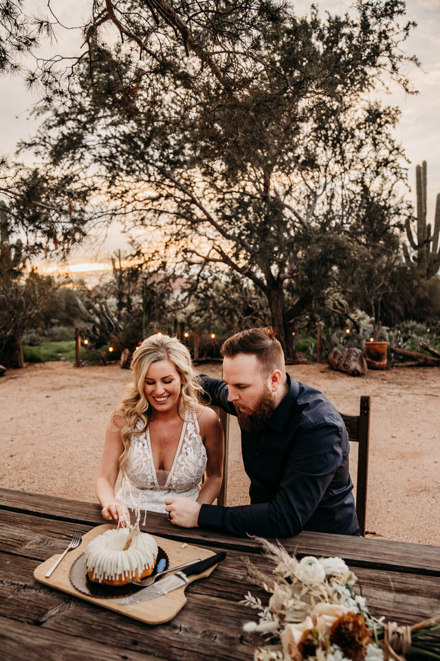 cake cutting at Airbnb in Cave Creek