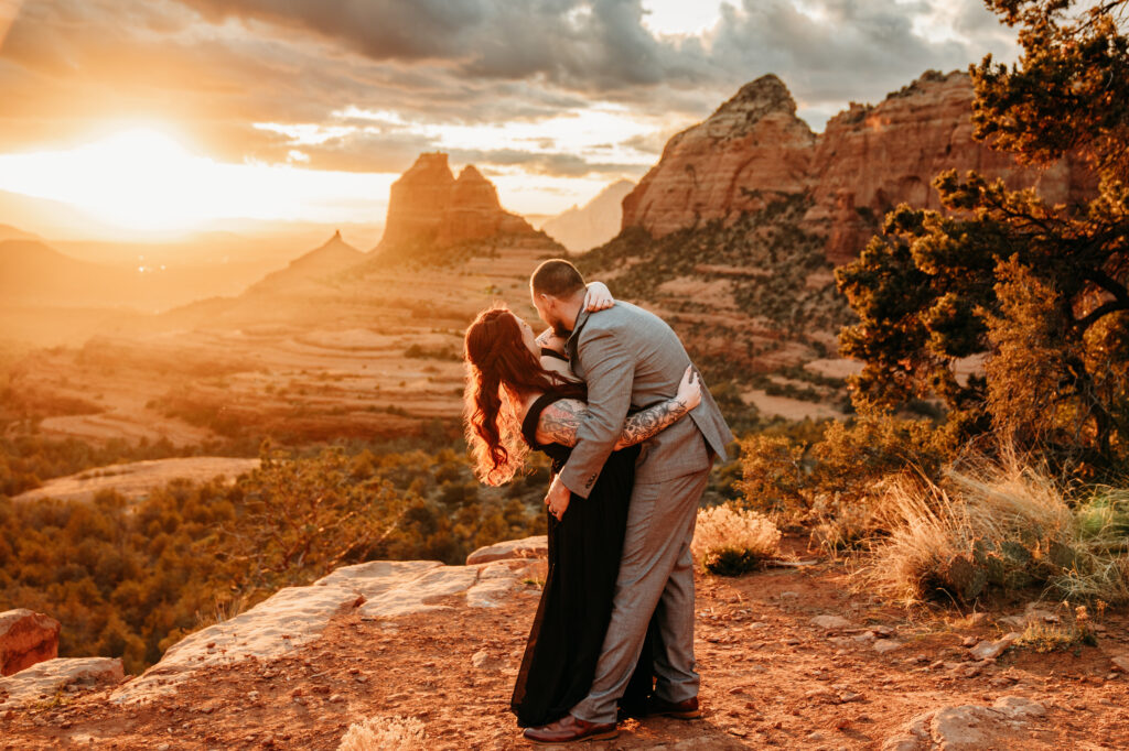 Ashley + Chad's Sedona Off-Roading Elopement was captured at sunset by Arizona-based elopement photographer, Karen Castor Photography.