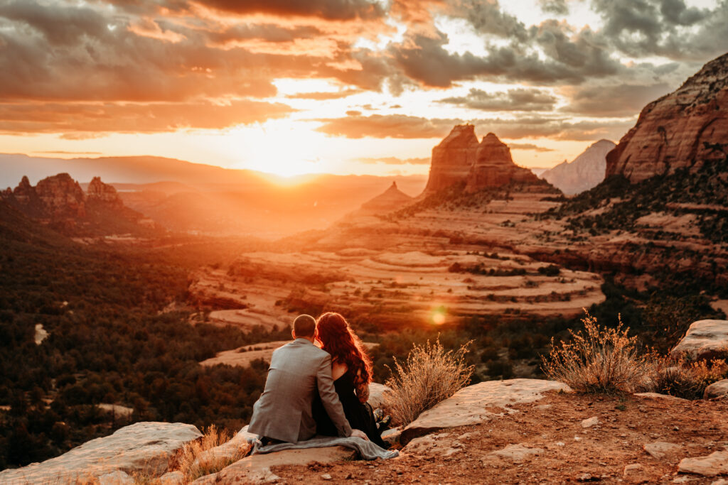 Ashley + Chad's Sedona Off-Roading Elopement was captured at sunset by Arizona-based elopement photographer, Karen Castor Photography.