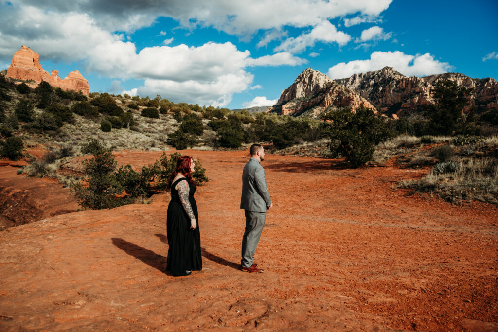 Ashley + Chad's Sedona Off-Roading Elopement was captured at sunset by Arizona-based elopement photographer, Karen Castor Photography.