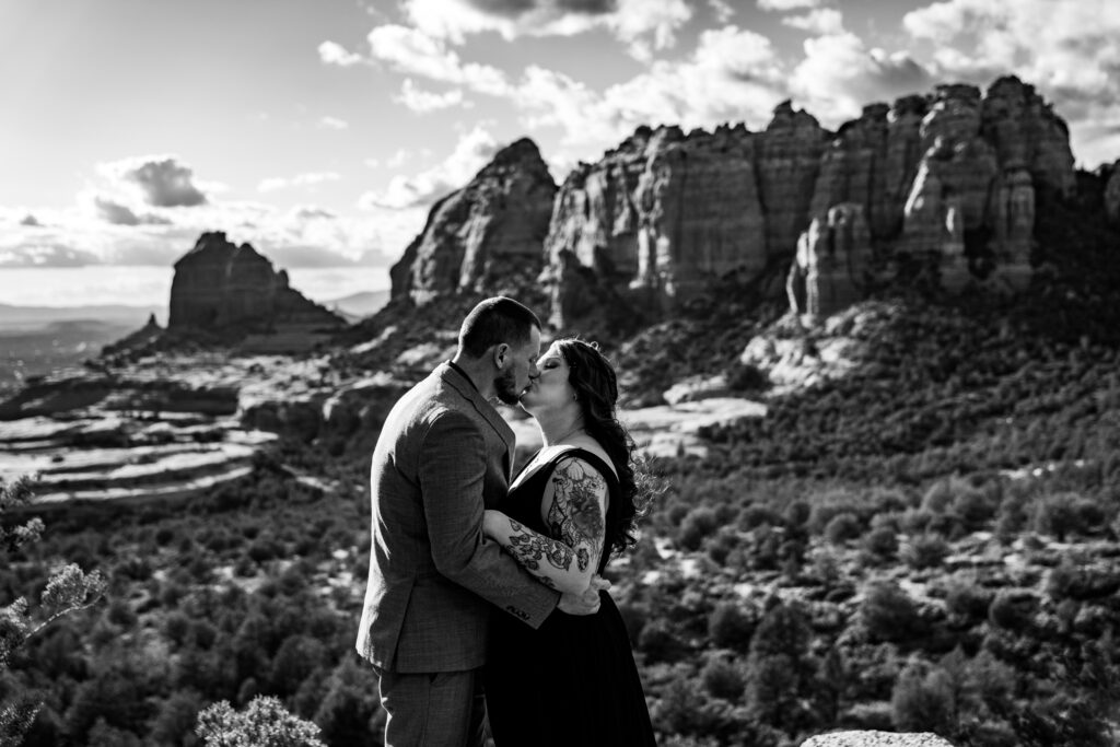 Ashley + Chad's Sedona Off-Roading Elopement was captured at sunset by Arizona-based elopement photographer, Karen Castor Photography.