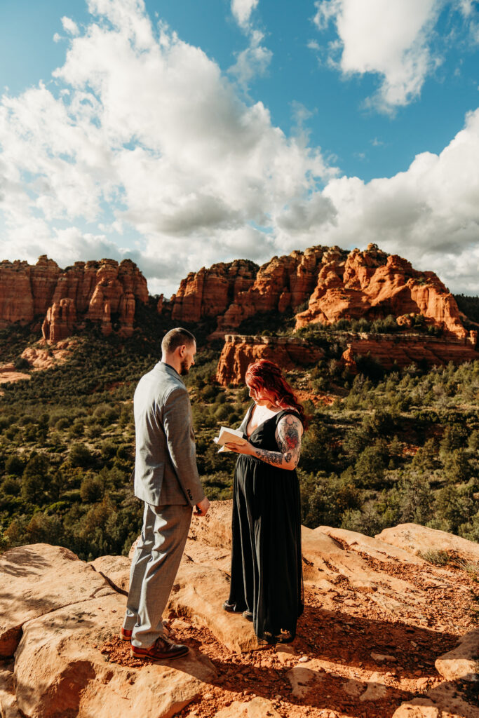 Ashley + Chad's Sedona Off-Roading Elopement was captured at sunset by Arizona-based elopement photographer, Karen Castor Photography.