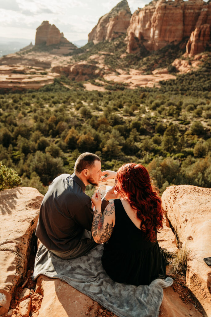 Ashley + Chad's Sedona Off-Roading Elopement was captured at sunset by Arizona-based elopement photographer, Karen Castor Photography.