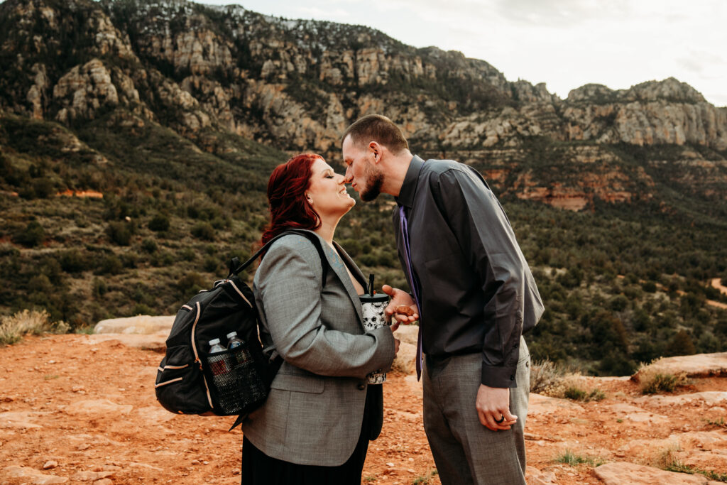Ashley + Chad's Sedona Off-Roading Elopement was captured at sunset by Arizona-based elopement photographer, Karen Castor Photography.