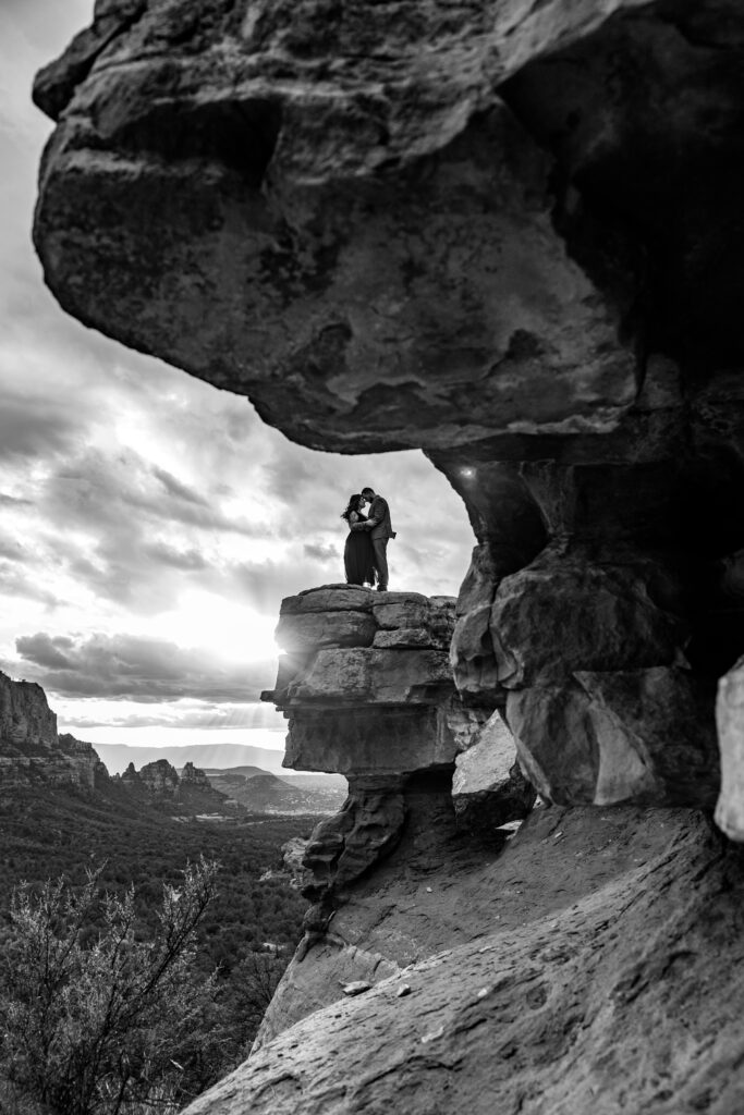 Ashley + Chad's Sedona Off-Roading Elopement was captured at sunset by Arizona-based elopement photographer, Karen Castor Photography.