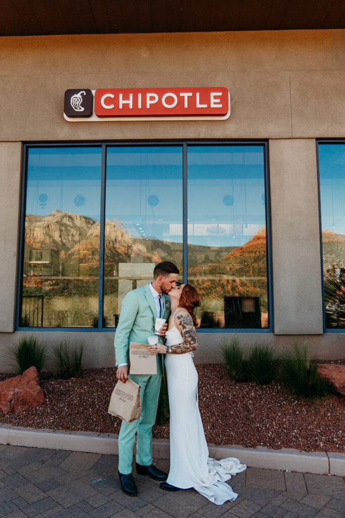 An intentional Arizona desert elopement capturing a sunset ridge first dance and off road adventure.