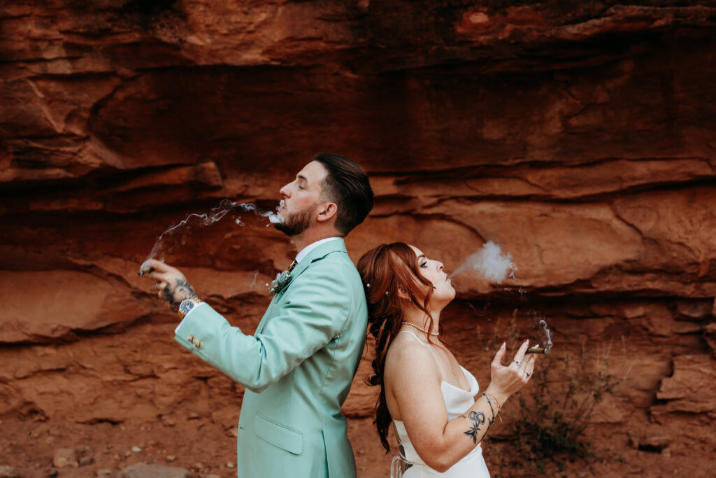 An intentional Arizona desert elopement capturing a sunset ridge first dance and off road adventure.
