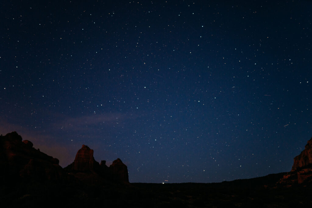 Arizona northern lights elopement featuring an intimate desert wedding day focused on presence and connection.