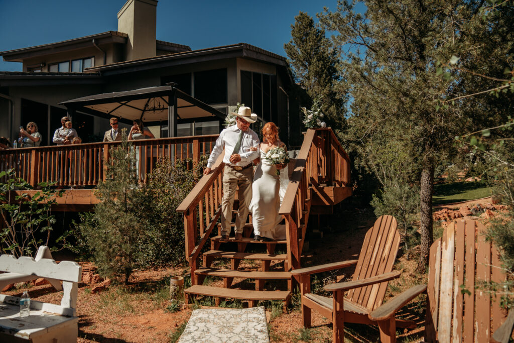 An intentional Arizona desert elopement capturing a sunset ridge first dance and off road adventure.