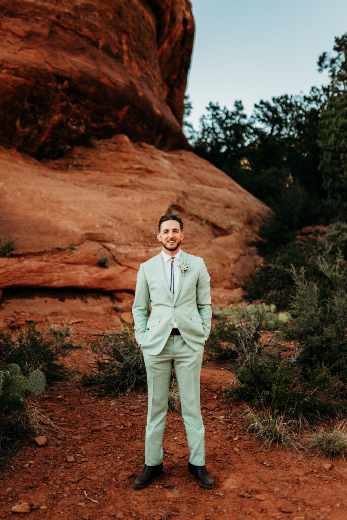 An intentional Arizona desert elopement capturing a sunset ridge first dance and off road adventure.