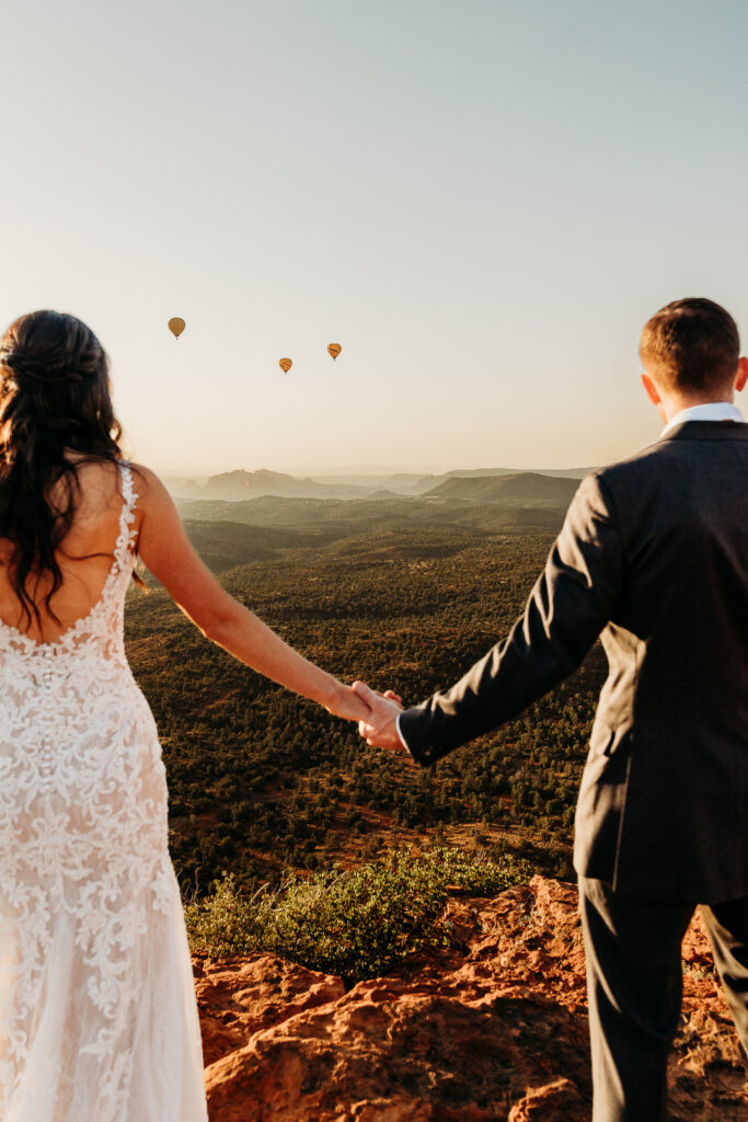 A Sedona adventure elopement featuring a sunrise hike, off-road Jeep experience, and sunset at Merry Go Round Rock.