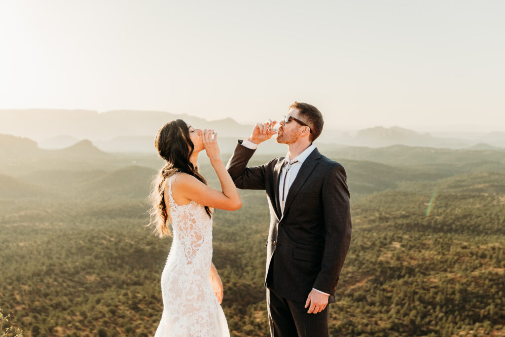 A Sedona adventure elopement featuring a sunrise hike, off-road Jeep experience, and sunset at Merry Go Round Rock.