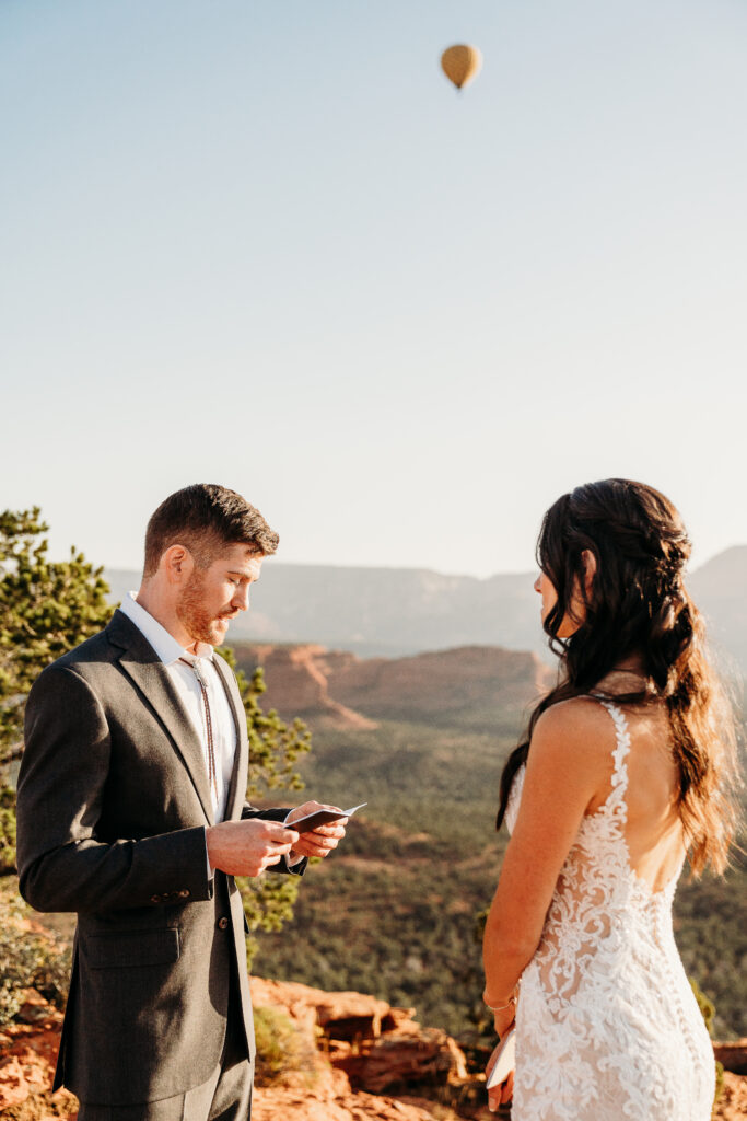 A Sedona adventure elopement featuring a sunrise hike, off-road Jeep experience, and sunset at Merry Go Round Rock.