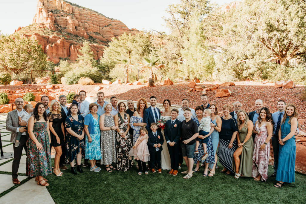 A backyard Sedona elopement with a sunrise hiking adventure and an intimate evening ceremony with family captured by Karen Castor Photography
